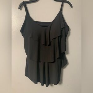 Chic Black Ruffle Swim Tankini